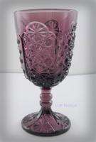 Amethyst Daisy and Button Wine Glass By LG Wright Glass Company 