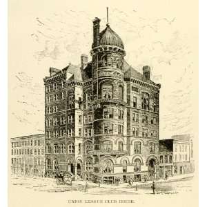 1893 Print Chicago Union League Club House Building 