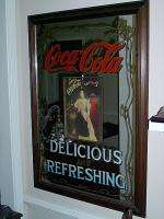   Vintage Coca Cola Mirror 1970s 38 x 28 Wood & Glass Frame  