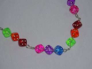 Geek Chic Gamer Girl Rainbow Dice Necklace by Rewondered FREE SHIP 