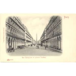 1900 Vintage Postcard Rue Castiglione and the Vendome Column   Paris 