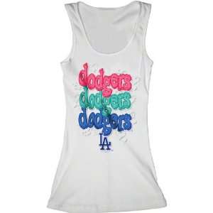  Los Angeles Dodgers White Girls Ribbed Tank Top: Sports 