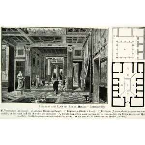  1943 Print Blueprint Layout Plan Map Roman House Interior 