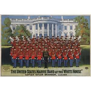 THE UNITED STATES MARINE BAND AT THE WHITE HOUSE SMALL VINTAGE POSTER 
