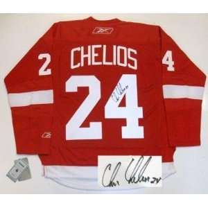  Autographed Chris Chelios Uniform   Real Rbk: Sports 