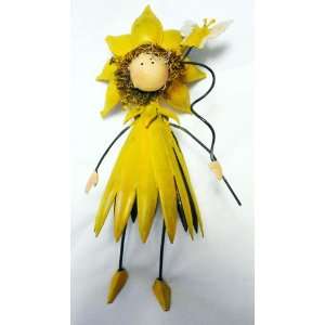  Yellow Flower Dress Metal Garden Fairy Gift Stake: Patio 