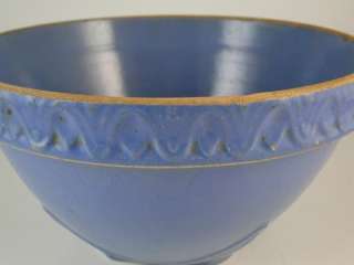 Antique Art Pottery Mixing Bowl Blue Drape Embossed Vintage Old 1930s 