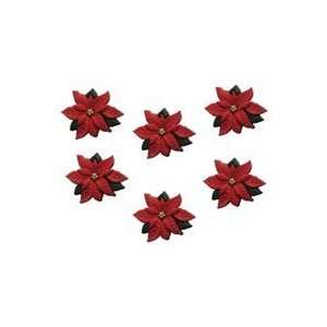 Jesse James Dress It Up Holiday Embellishments red Poinsettias 6 Pack