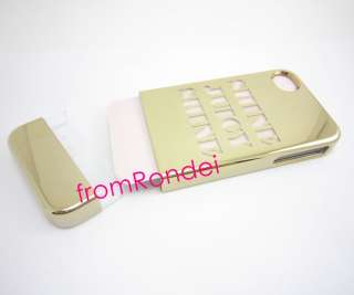   Mirror Shine Logo Script Iphone 4 4S Hard Case Cover boxed gold  