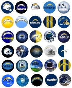 30 Precut 1 NFL SAN DIEGO CHARGERS Bottle Cap Images for Hair Bow 