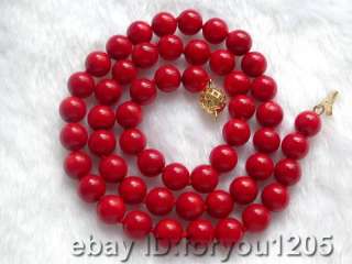 Genuine!17.5 Natural Red Round Coral Necklace 9K clasp  