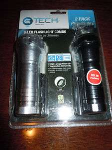 NEW 2 Pack Tech 9 LED Aluminum Flashlight Combo Set Sold by 