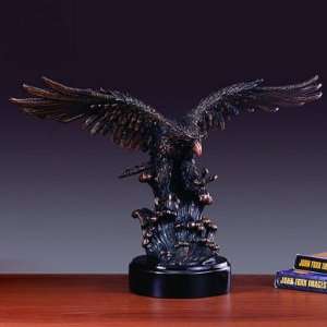  Aggressive Eagle Bronze Finish Sculpture with Base, 12.5 