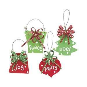  Set of 4 Assorted Wooden Christmas Themed and Shaped 