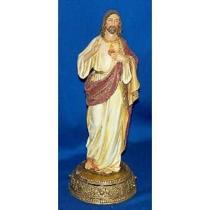   tall resin figurine   Sacred Heart of Jesus with drawer on the base