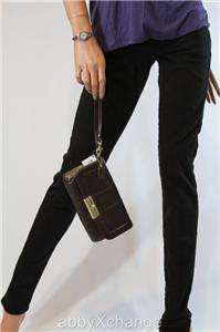 New COACH Kristin Leather Large Clutch Wristlet Wallet Bronze Handbag 