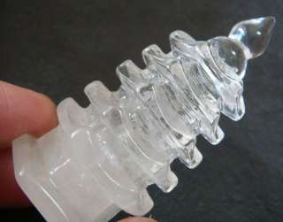 60mm Clear Quartz Rock Crystal Carved Tower  