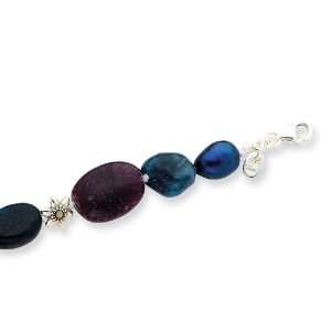   Silver Charoite/Sodalite/Lapis/Blue Cultured Pearl Bracelet Jewelry