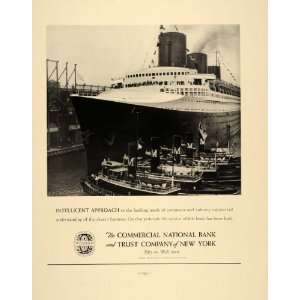 1938 Ad Commercial Bank Trust NY SS Normandie Ship Pier 