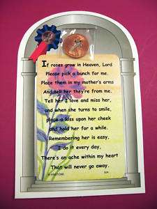 If Roses Grow In Heaven Poem On A Verse Card with a Cross Penny SKU 