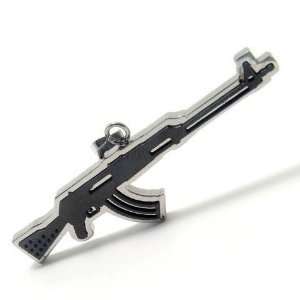   Soldiers AK47 Assault Rifle Titanium Steel Necklace Jewelry