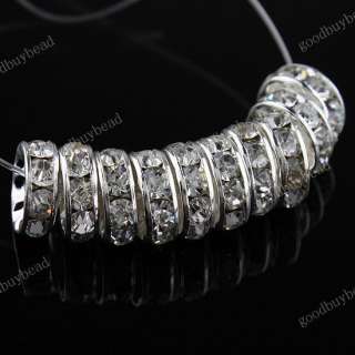 WHOLESALE CRYSTAL SILVER SPACER LOOSE BEADS JEWELRY FINDINGS 4X10MM 