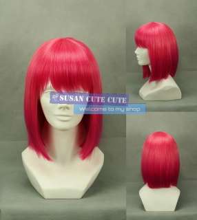 Cool Medium Cosplay Party Girl Wig Cos Wigs Heat Resistant Fiber Pink 