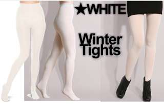White Winter Tights Pantyhose Warm Thick 1/Size Regular  