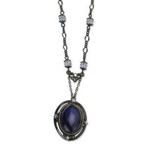   : Black plated Light & Dark Blue Crystal 16in w/Ext Necklace: Jewelry