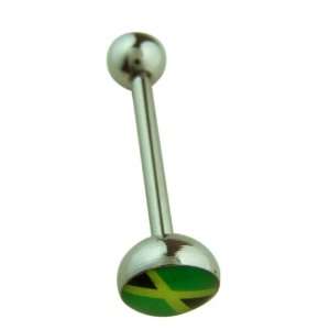  Jamaican Flag Tongue Ring   Jamaican Flag Stainless Steel 