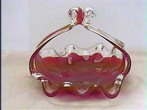 Vintage Art Glass Candy Dish Red/Clear  