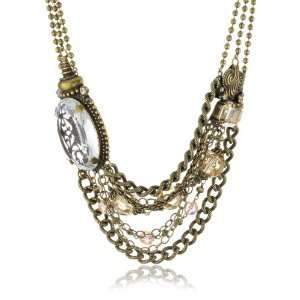   Raw Sugar Bold Crystal Bead and Chain Goldtone Necklace: Jewelry