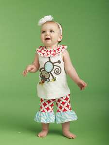   Pie Pre Order Monkey Tunic and Legging Capri Set Outfit 9 Months 3T