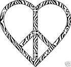 stickers decals heart with a peace sign inside zebra $ 4 99 