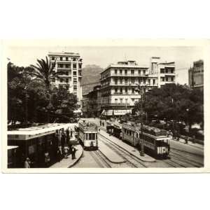    1930s Vintage Postcard Tram Station   Oran Algeria 