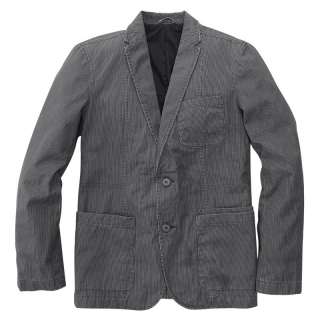 Vancl Enzyme Washed Pinstripe (mens)BlazerJacketsCoats Charcoal 