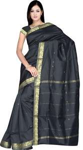 Indian Black Art Silk Sari saree Curtain Drape Panel  