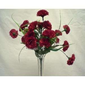  3 RED Mini Carnation Silk Flower Bushes Bouquets 