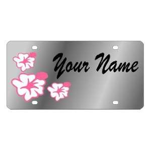  Lotus Flowers with YOUR NAME Stainless Steel License Plate 
