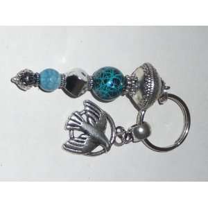  Handcrafted Bead Key Fob   Blue/Silver*/Dove: Everything 