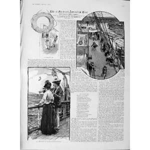  1889 Life At Sea Australian Liner Ship Punkah Wallahs