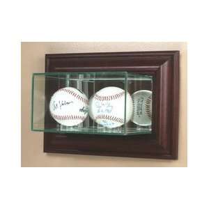   Wall Mounted Glass Double Baseball Display Case: Sports & Outdoors