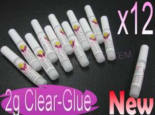12x High Quality Nail Glue For Acrylic UV Nail Art French Tips 2g for 