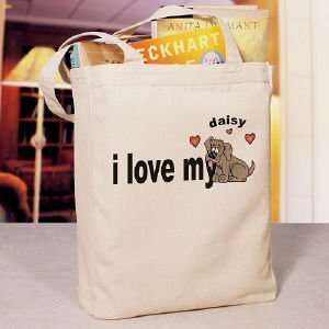  Love My Dog Personalized Canvas Tote Bag 