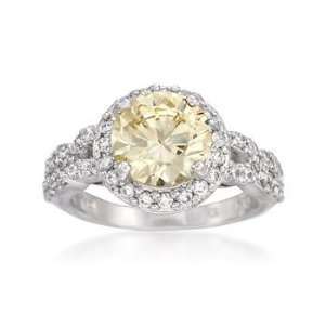  3.00 Canary CZ and .75 ct. t.w. White CZ Ring In Sterling 