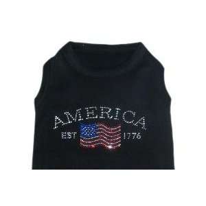  4th of July American Flag Rhinestone Dog Shirt Black XXL 