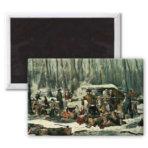 American Forest Scene   Maple Sugaring, 1856   3x2 inch Fridge 