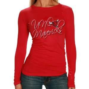  Nebraska Omaha Mavericks Ladies Red Script Long Sleeve T 