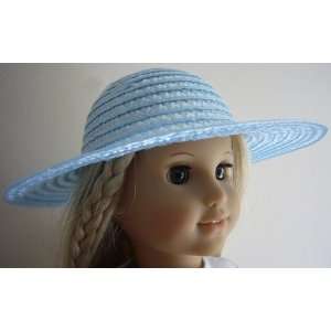  Blue Straw Hat Fits American Girl Doll 