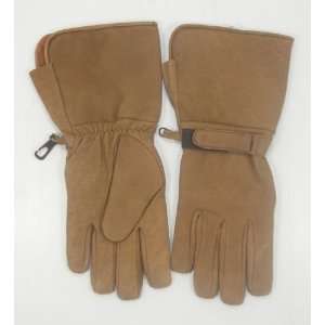 BROWN   TAN LEATHER GAUNTLET MOTORCYCLE DRIVING GLOVES 